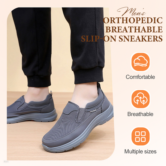 👟50% OFF NOW! ✨ Orthopedic Breathable Slip-On Sneakers for Men – Supports Pronation with Memory Foam Inserts for Comfortable All-Day Use 🏃‍♂️💨