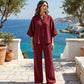 🎁2026 New Arrivals 50% OFF💥Women's Stand-Up Collar Top & Wide-Leg Pants Set