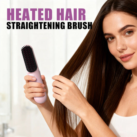 ✨ Cordless Ceramic Hair Straightening Brush – Salon-Quality Results Anywhere! ✨