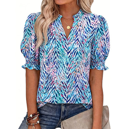 👚 50% OFF NOW! 🌸 Women's Summer Floral Top with Puff Sleeves – Lightweight & breathable – Romantic design, perfect for brunch or garden parties – easy and chic 💃