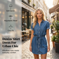 👗Women's Casual Denim Shirt Dress with Drawstring Waist