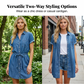 👗Women's Casual Denim Shirt Dress with Drawstring Waist