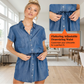 👗Women's Casual Denim Shirt Dress with Drawstring Waist
